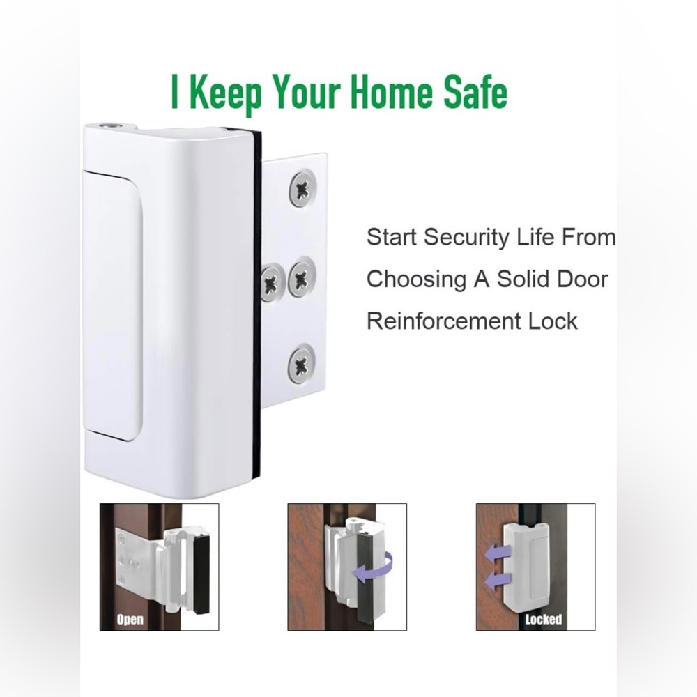 Door Reinforcement Lock,3 Inch Security Door Lock. (White)